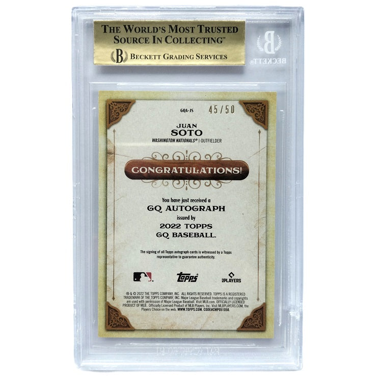 Juan Soto Gypsy Queen Black & White Auto 45/50 Beckett 9.5